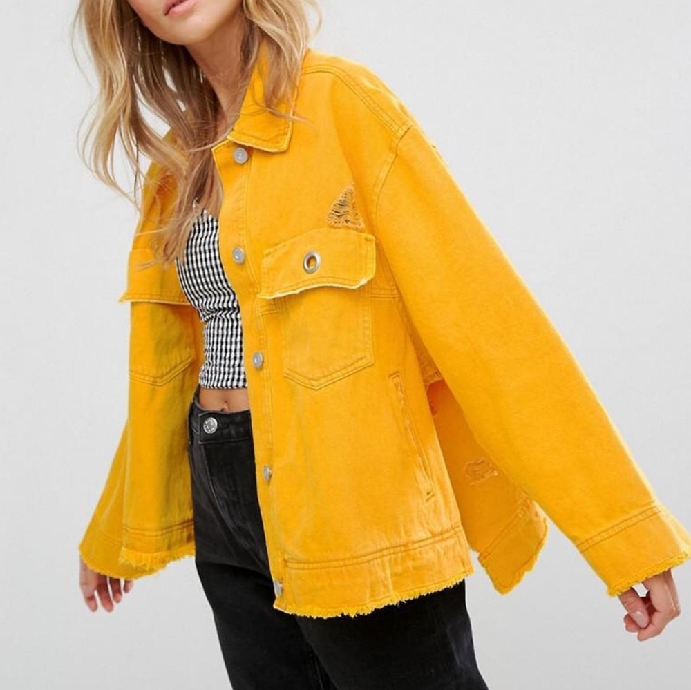 Bershka Oversized Yellow Denim Jacket